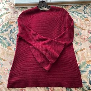 Burgundy Neiman Marcus cowl neck trumpet sleeve cashmere